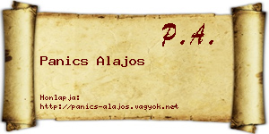 Panics Alajos névjegykártya